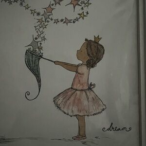 Dreamy Girl with Stars Art Print in Silver Frameset includes all 3 prints